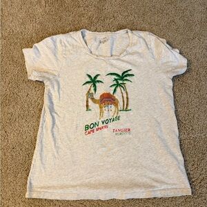 J. Crew Light Gray Graphic Tee with Colorful Camel Print